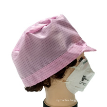 Stripe Polyester And Conductive Carbon Fiber ESD Anti-static Working Hat for Cleanroom